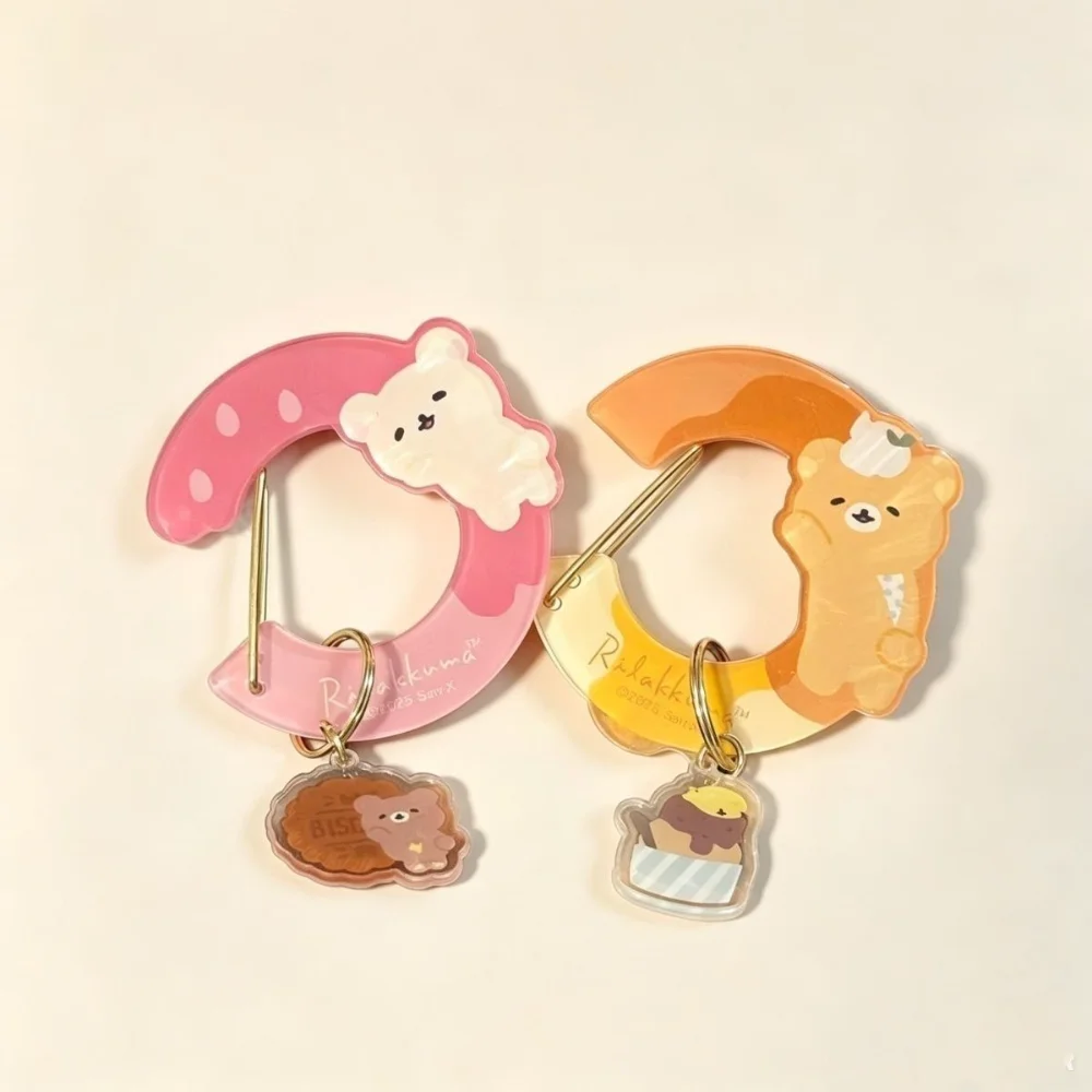 Cute Rilakkuma Mountaineering Buckle Ornament Keychain Kawaii Student Cartoon Acrylic Bag Pendant Daily Decoration Toy Gift