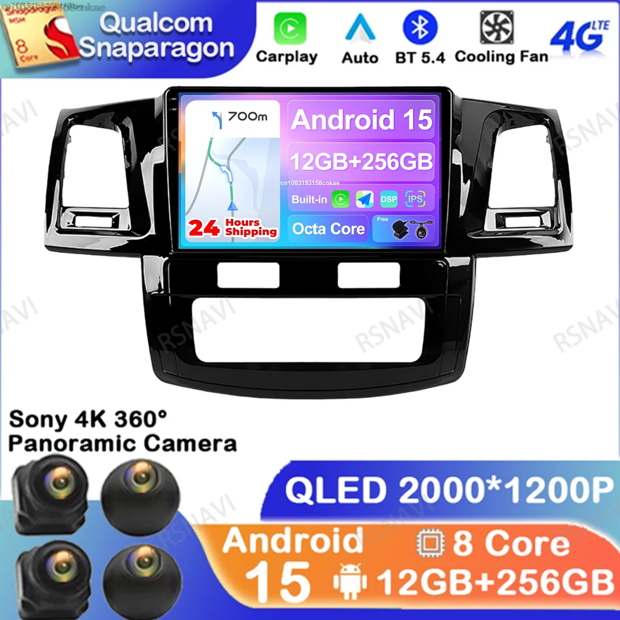 

Android 15 For Toyota Fortuner HILUX Revo Vigo 2007-2015 QLED Viedo Player GPS 5G WIFI Autoradio Qualcomm Wireless Carplay Auto