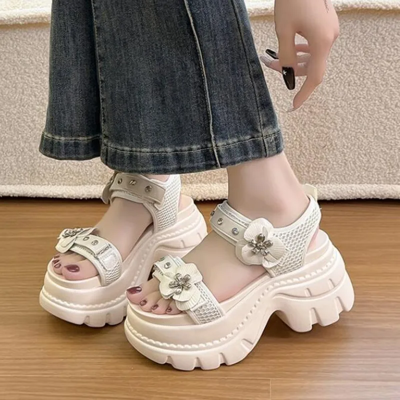 9cm 2026 Flower Sandals New Women's Summer Designer Platform Round Toe Fashion Comfortable Good Quality Beautiful Sweet Shoes view 6