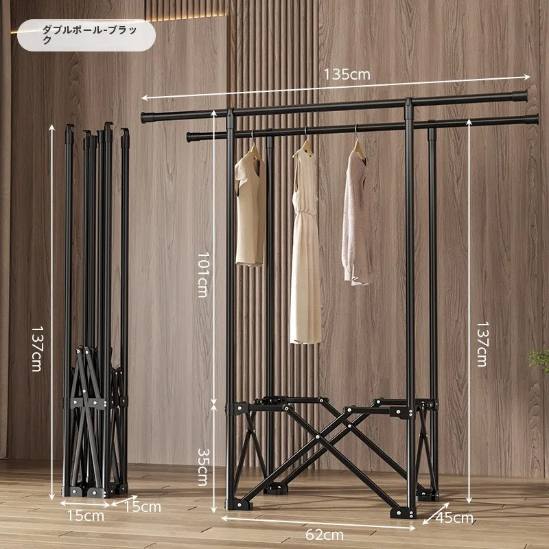 adjustable-height-floor-standing-clothes-drying-rack-modern-style-balcony-laundry-hanger-double-rod-retractable-design