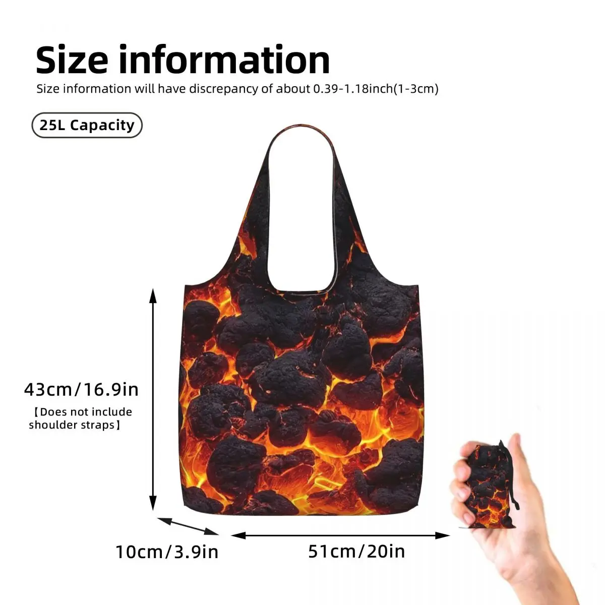 Magma Volcano Lava Fire Shopping Tote Bag Canvas Large Capacity Shoulder Bags Shopper Grocery Handbag for Women