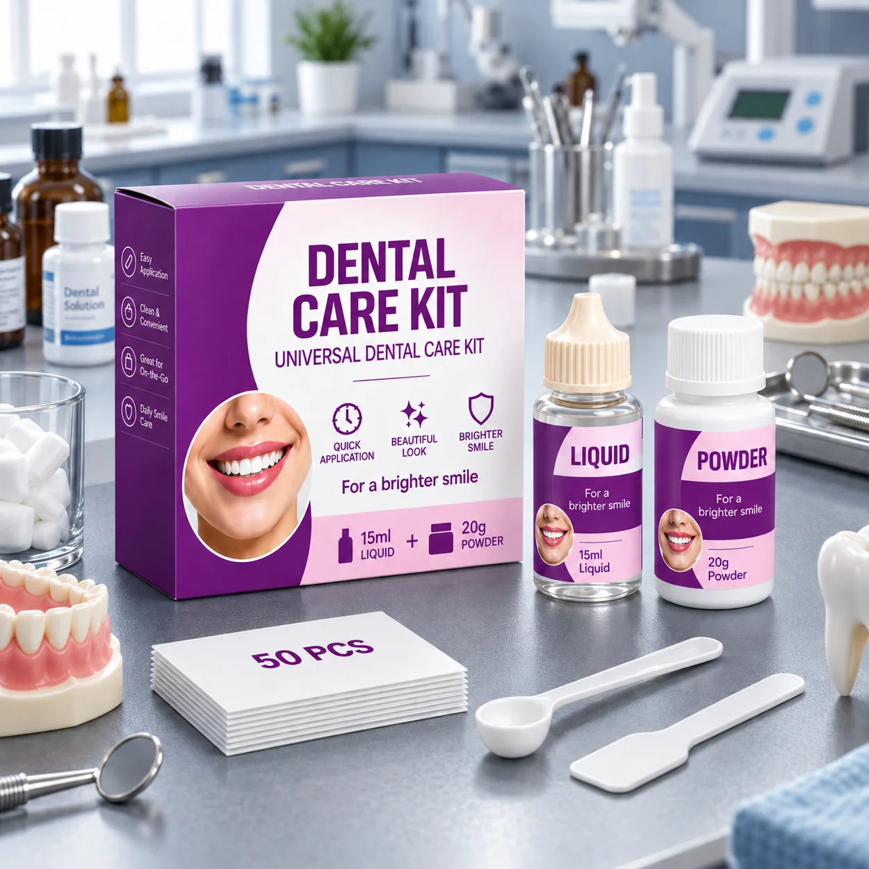 1 Set of DIY Dental Adhesive Kit for Home Use - Professional Grip, Moldable Beads, Creating A Flawless Smile - Tooth Filling and Restoration Kit