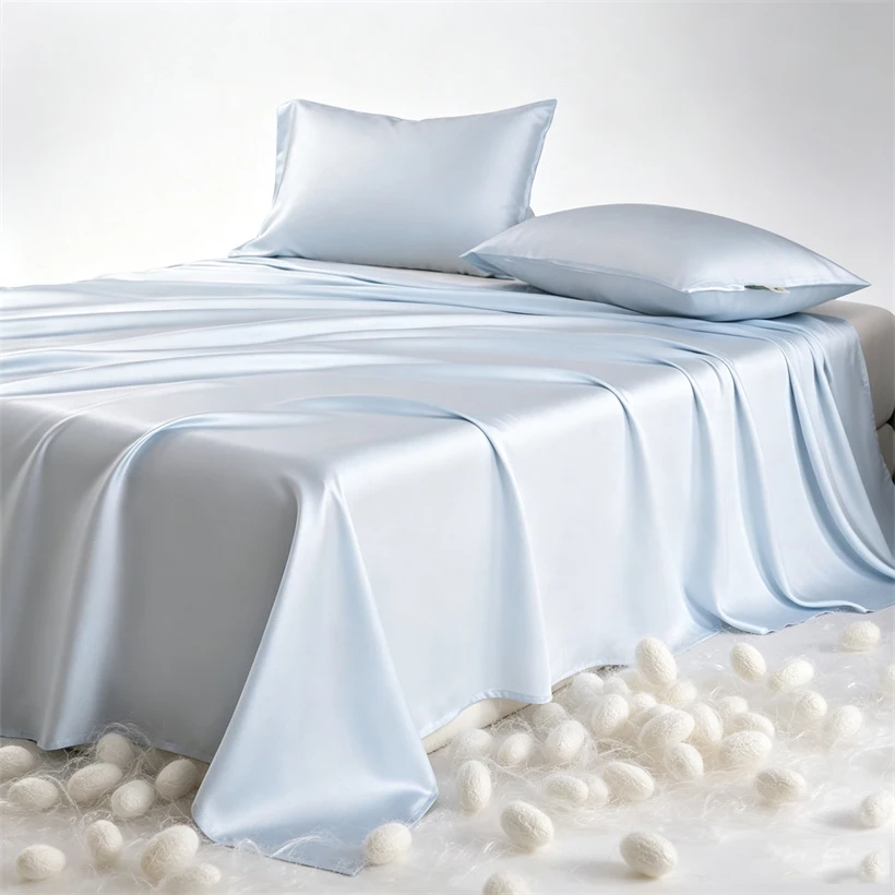 Natural 100% Mulberry Silk Bed Sheet Set or Only 1 Pcs Flat Sheet Luxury Sheets High End Single Double Queen King Size Bed Linen