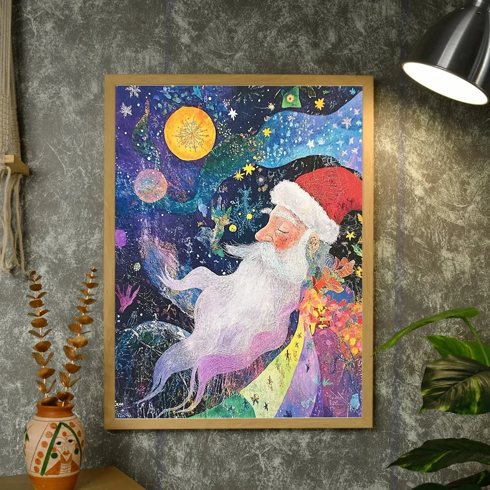 غريب الأطوار سانتا كلوز قماش الفن احتفالي عطلة جدار ديكور سحري عيد الميلاد صورة هدية فريدة ديكور المنزل #4