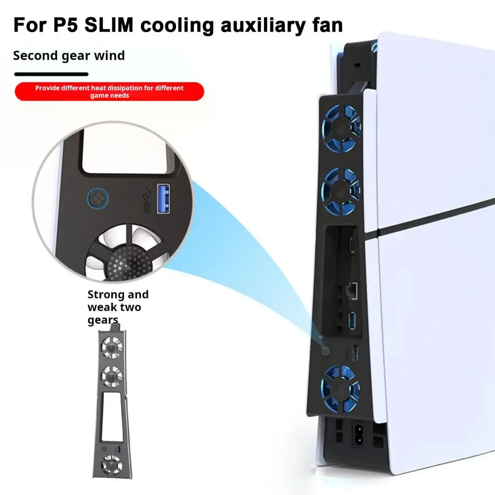 Game Console Cooler Efficient Gaming Console Fan with Usb 3.0 Port for Ps5 Slim Low Noise Radiator for Simple Installation