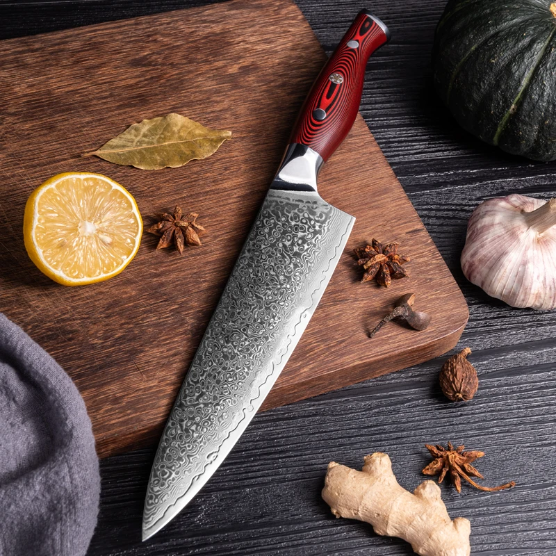 

8 Inch Chef Knife 67 Layers Damascus VG10 Steel Blade Sharp Cleaver Meat Slicing Vegetables Japanese Kitchen Knife G10 Handle