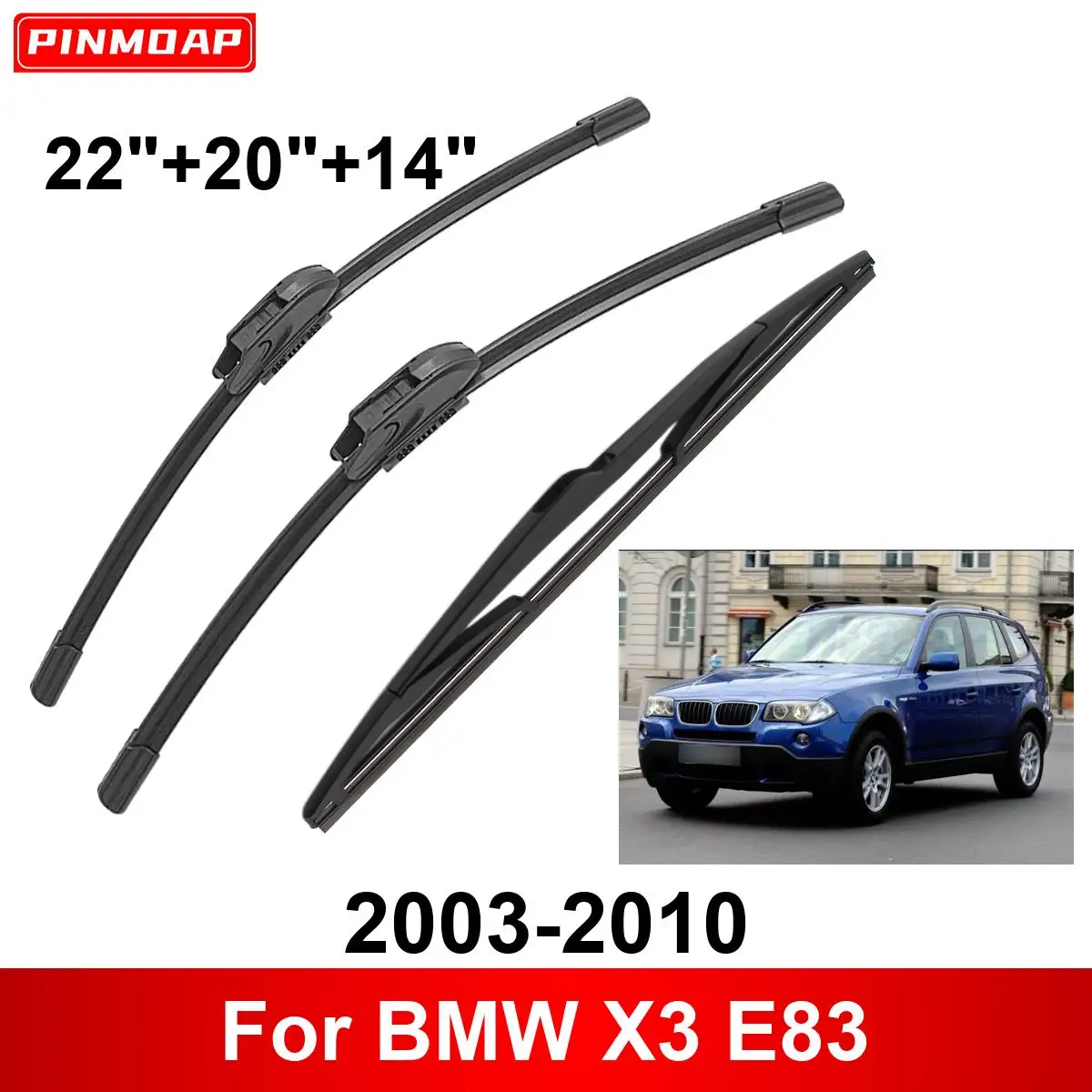 3PCS Car Wiper For BMW X3 E83 2003-2010 Front Rear Wiper Blades Brushes Auto Accessories 2003 2004 2005 2006 2007 2008 2009 2010