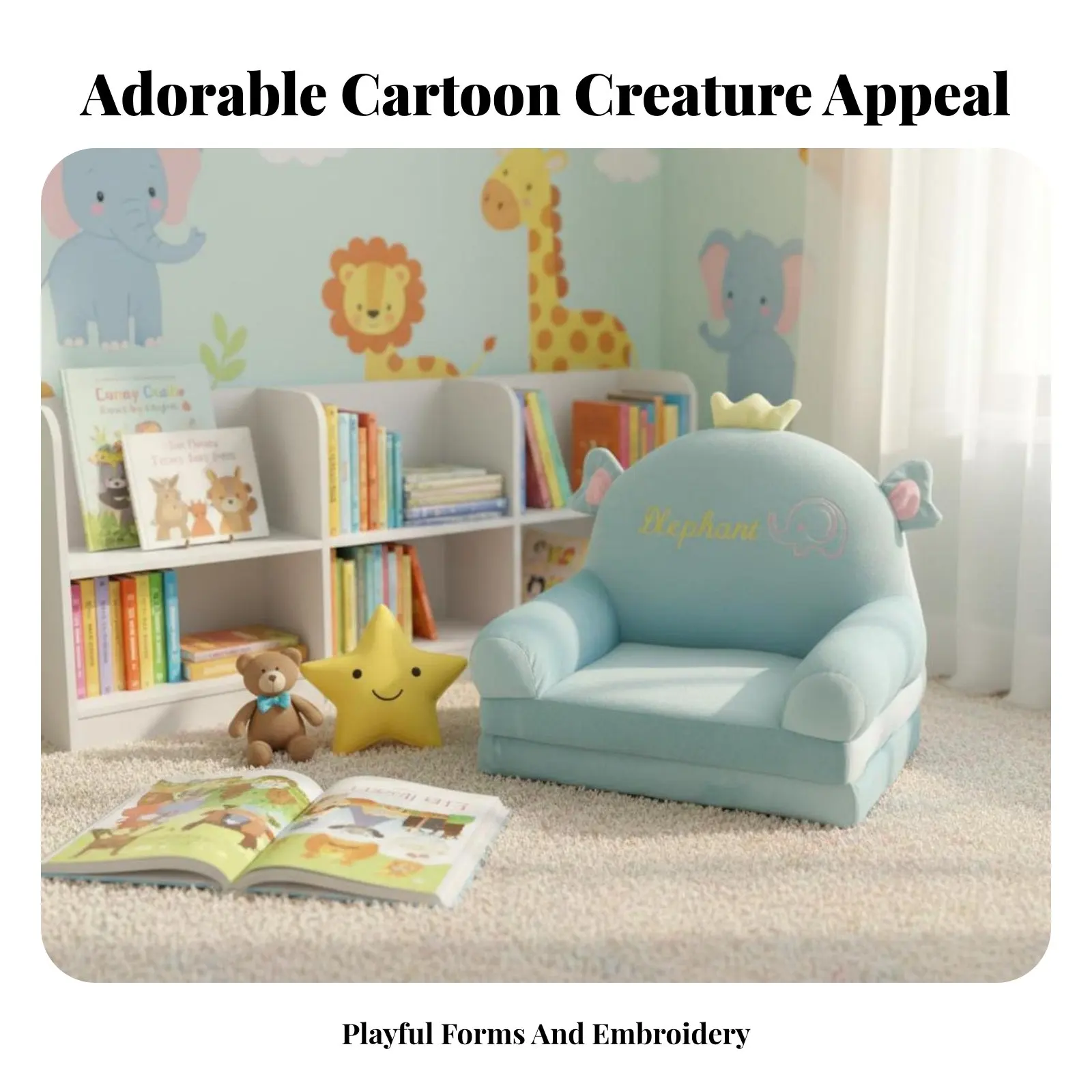 変形可能なラウンジャーチェア-折りたたみ式-拡張可能なクリーチャーソファ-柔らかく快適な子供用安全開閉装置付き-保育園、寝室用