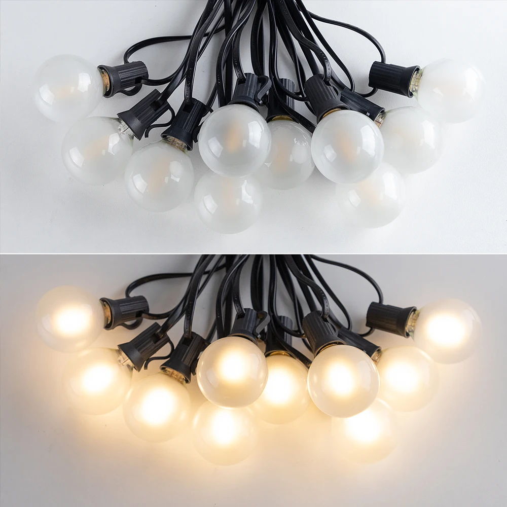 Imagem -06 - Retro Led Street Guirlanda Luz Jardim Luzes Decoração Vidro Fosco Branco Quente ue eu Plug Exterior Casamento Quintal G40