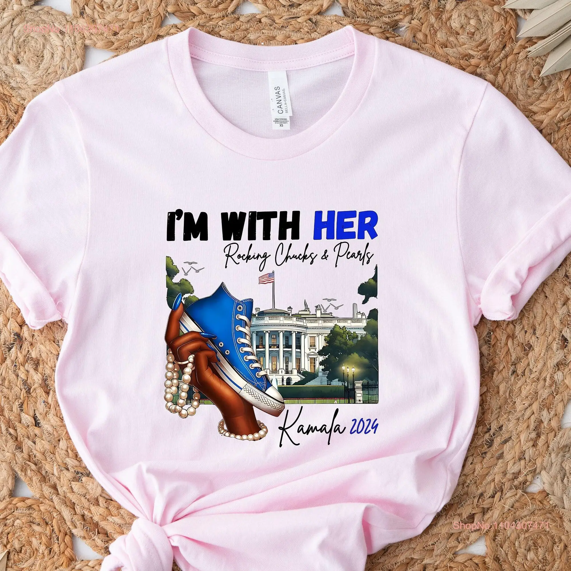 Kamala Harris I m With Her Rocking Chucks and Pearls T Shirt Presidential Elect Campaign Election 2024 Vice President