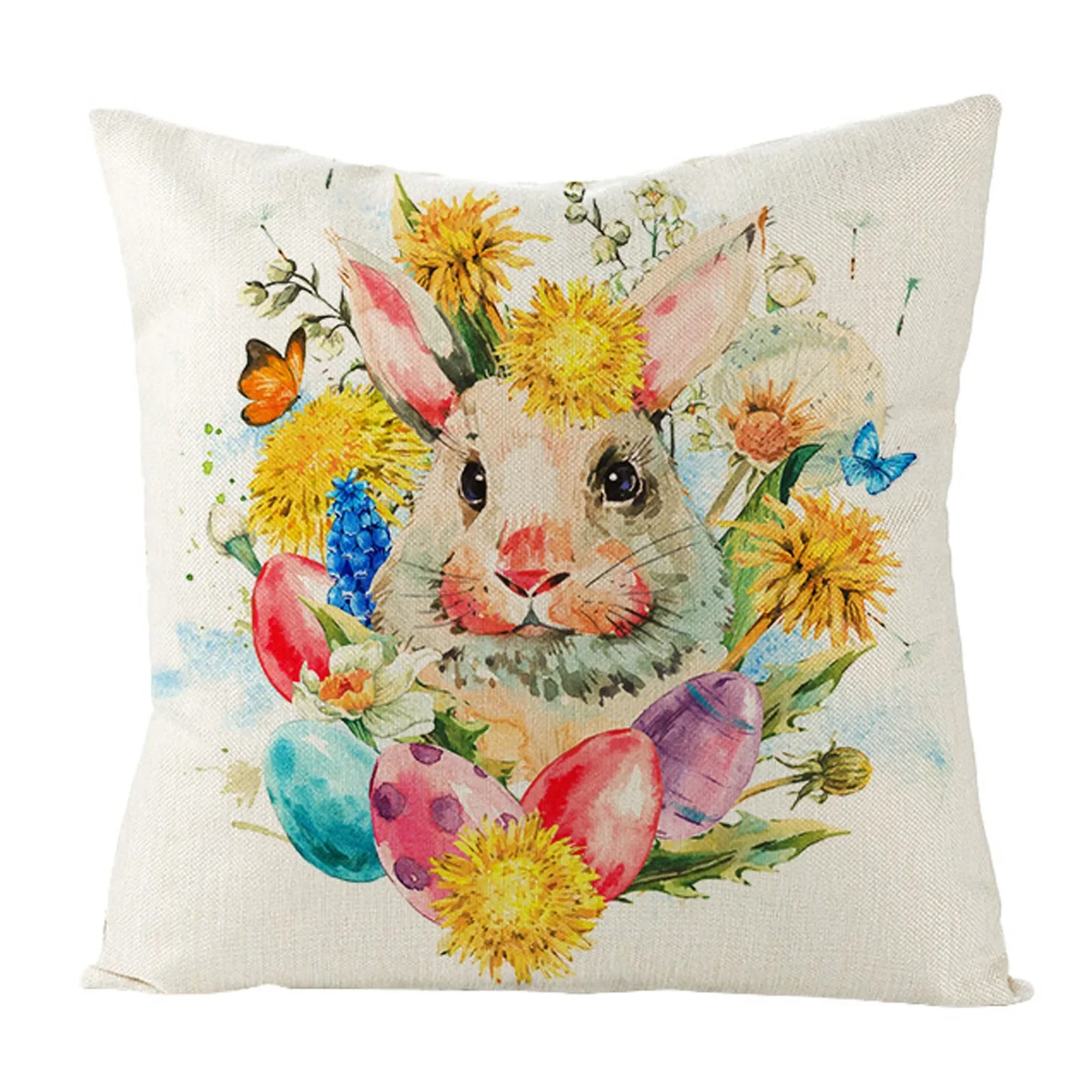 Home Decoration Easter Rabbit egg pattern printing polyester pillow sleeve sofa cushion cover funda de almohada