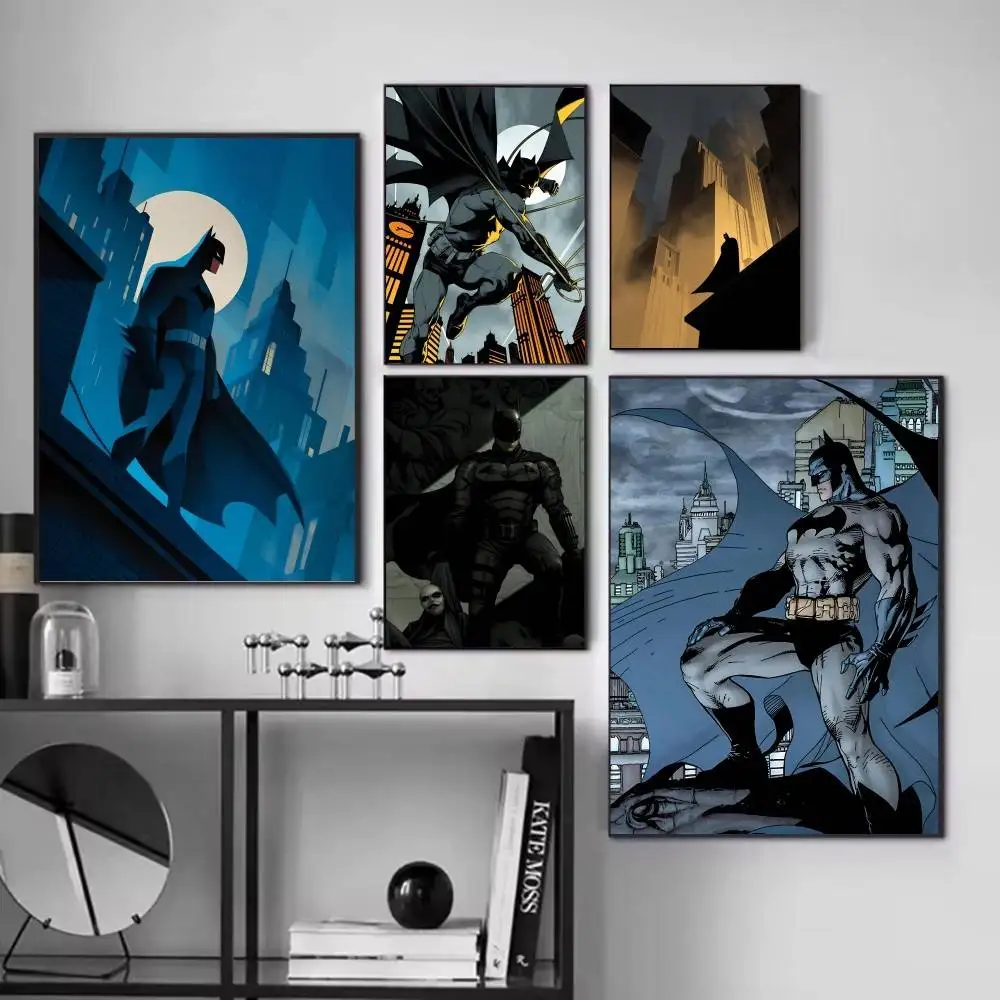 Black Cool Manga Cartoon B-Bat-M-man Posters Fancy Wall Sticker for Living Room Bar Decoration Wall Decor