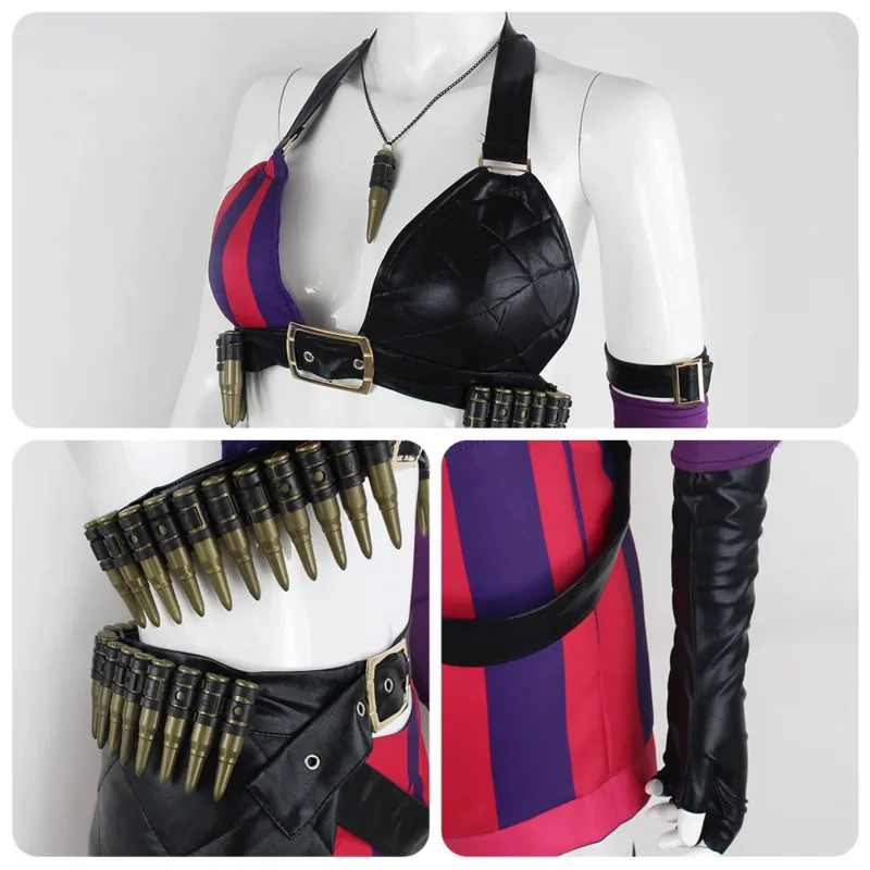 Anime Game Jinx Cosplay Costume LoL Jinx Arcane Cosplay Uniform Wig Outfits Sexy Women Halloween Party Carnival Suit New