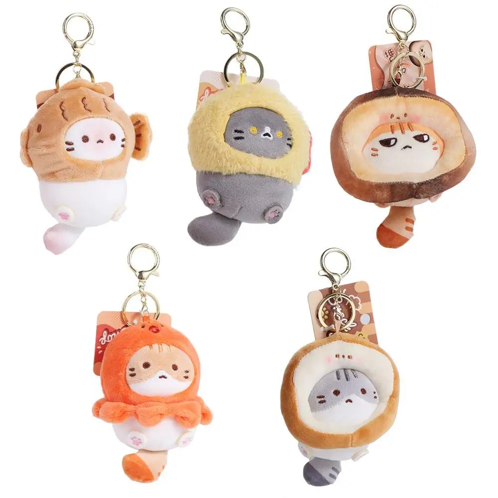 Small Food House Series Toast Cat Plush Pendant Caramel Toast Fried Shrimp Caramel Toast Cat Plush Keyring Takoyaki Taiyaki