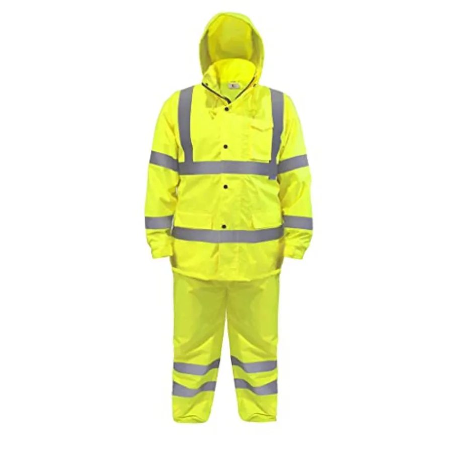 

JORESTECH Safety Rain Set/Jacket Reflective High Visibility Yellow Black JK-03/ Pants Lime ANSI 150D Heavy Duty PANTS-03