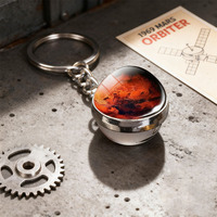 Round Planet Keychain Solar System Earth Jupiter Moon Sun Galaxy Universe Space Lover Gift Pendant Charm Key Ring