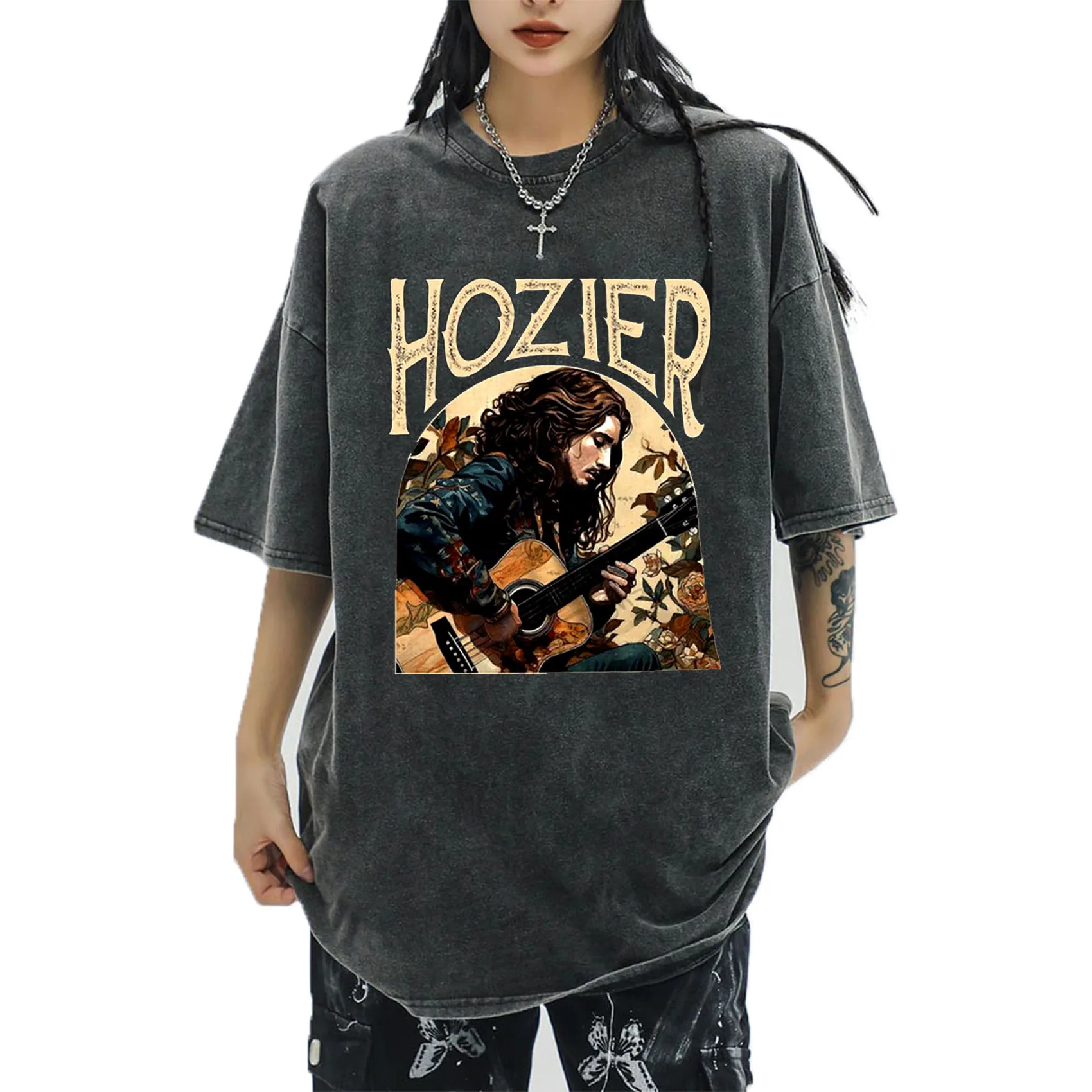 Wildflower Hozier Washed Shirts Hozier Tour 2023 Outfit Harajuku O-Neck Cotton Vintage T-Shirts