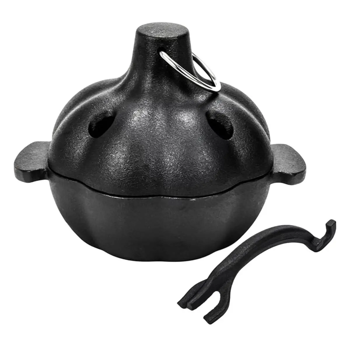 ABDD HOT  Cast Iron Garlic Roaster with Handle, Smoker Roaster, Garlic Cooker, Garlic , Garlic Roasting Pot, Potato