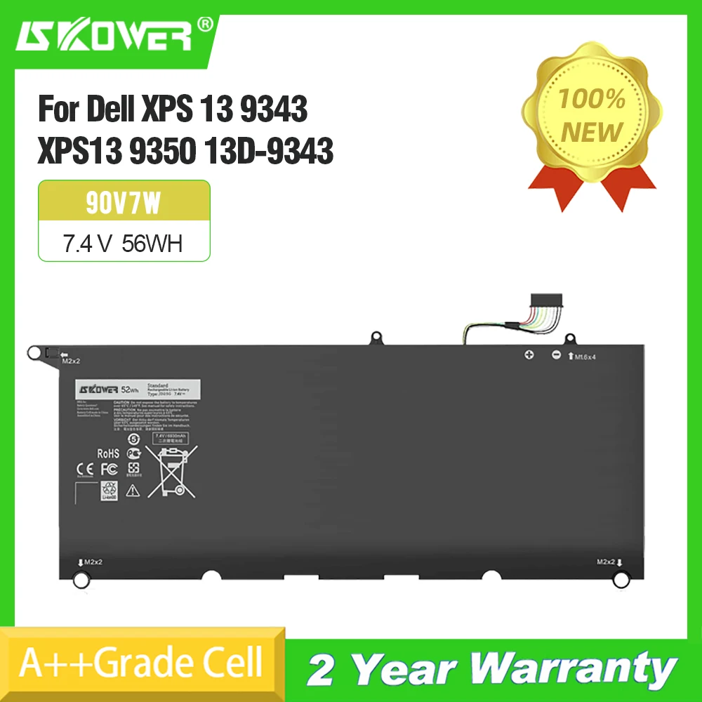 

Аккумулятор SKOWER 90 В, 7 Вт для Dell XPS 13 9343 XPS13 9350 13D-9343 P54G 0N7T6 5K9CP RWT1R JD25G, аккумуляторы
