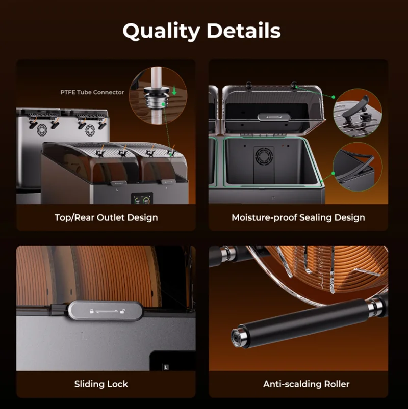 مجفف خيوط كرياليتي 4 بكرات صندوق تخزين خيوط سبيس بي X4 85 ℃   أقصى درجة حرارة غرف تسخين مستقلة مزدوجة