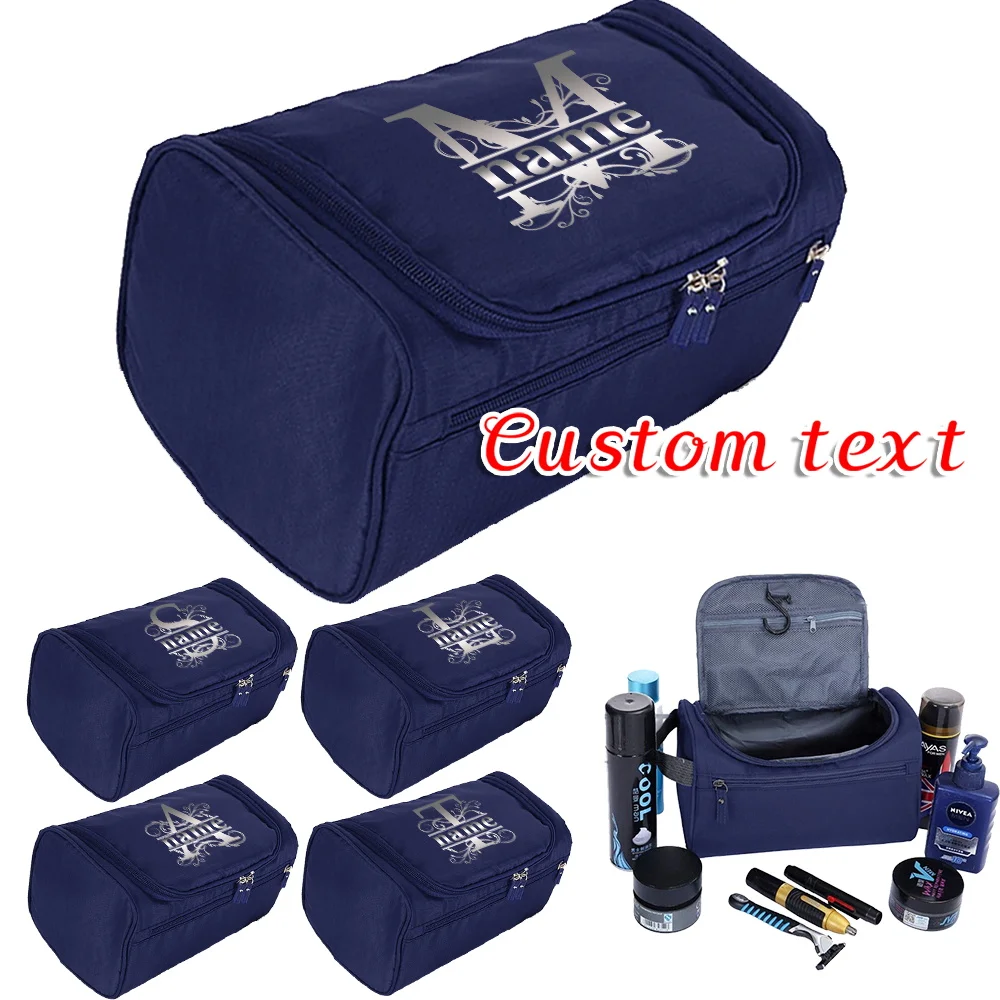Personalized Customization Name Blue Toiletry Bag Portable Toiletry Bag High-quality Hanging Toiletry Bag Customized Product