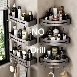 Bathroom Shelf  Shampoo Bottle Shower Corner Rack No Drill Wall Mounted Toilet Storage Aluminum Kitchen Accessories