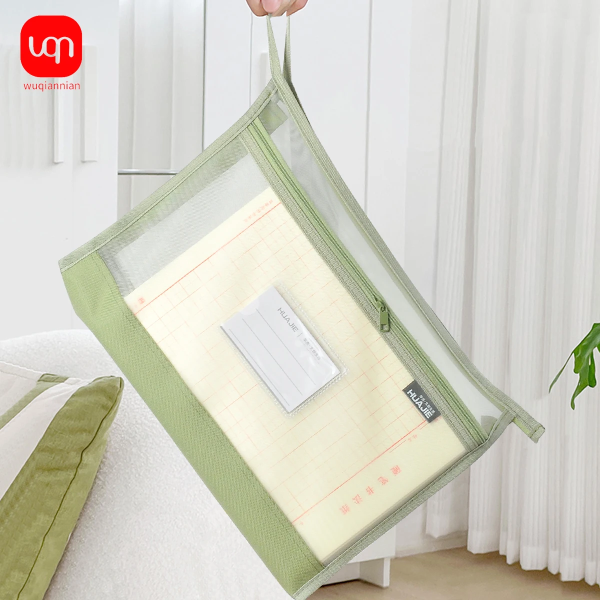 Mesh Zipper Pouch Document Bag A4 Size Zip File Folders Plastic Envelopes Folders for School Office Supplies File Pocket