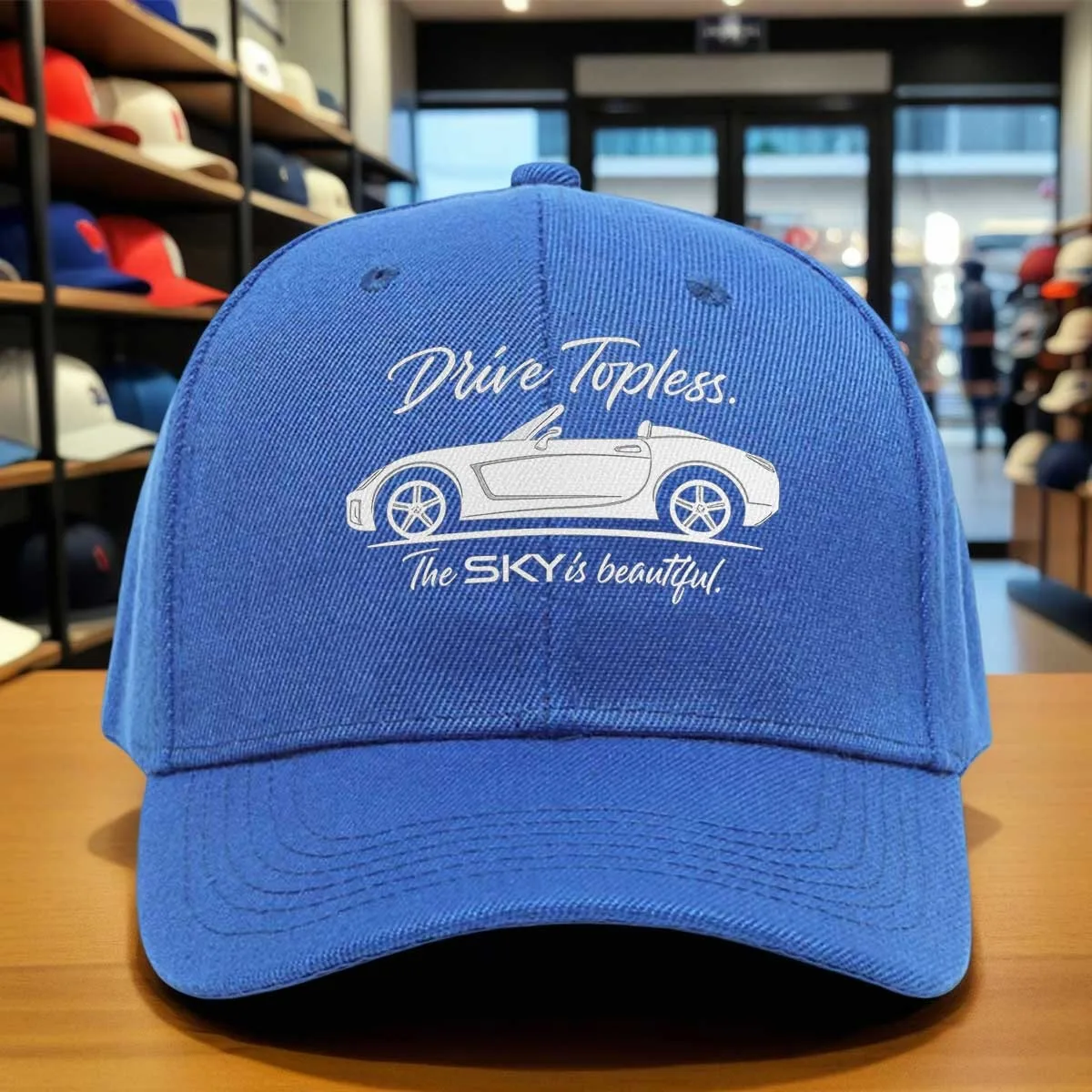 Drive Topless The Skys Beautiful Convertible Car Design Baseball Cap, Adjustable Hat for Casual Outings and Car Enthusiasts