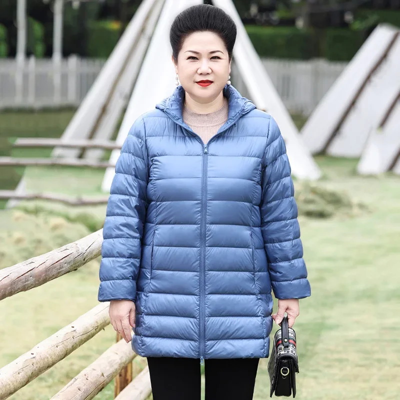 Autumn Winter Warm Women's Jacket 2023 New Korean Hooded Slim-fit X-long Mom Coat Plus Size 5xl 6xl Female Office Lady Jacket