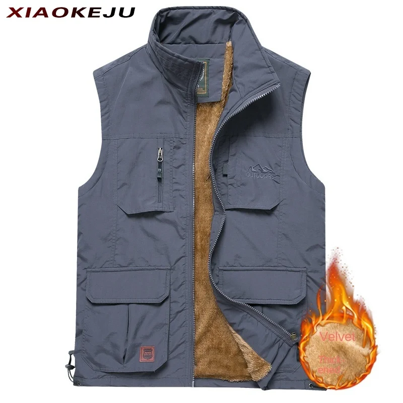 

Clothing Free Men's Shipping Motorcyclist Vest Big Size Clothes Sleeveless Jacket Coat Winter Work Waistcoat MAN Multi-pocket