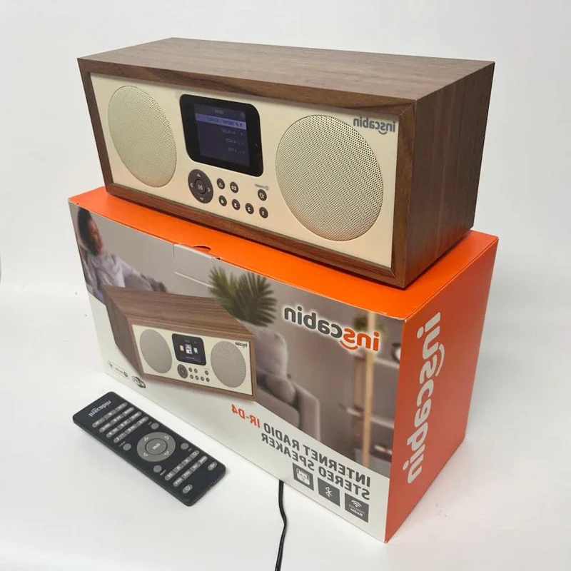 Inscabin D4 Wifi Internet Digital Radio Speaker Wooden Retro Radio with Spotify Connect and Bluetooth/Colour Screen Music Play