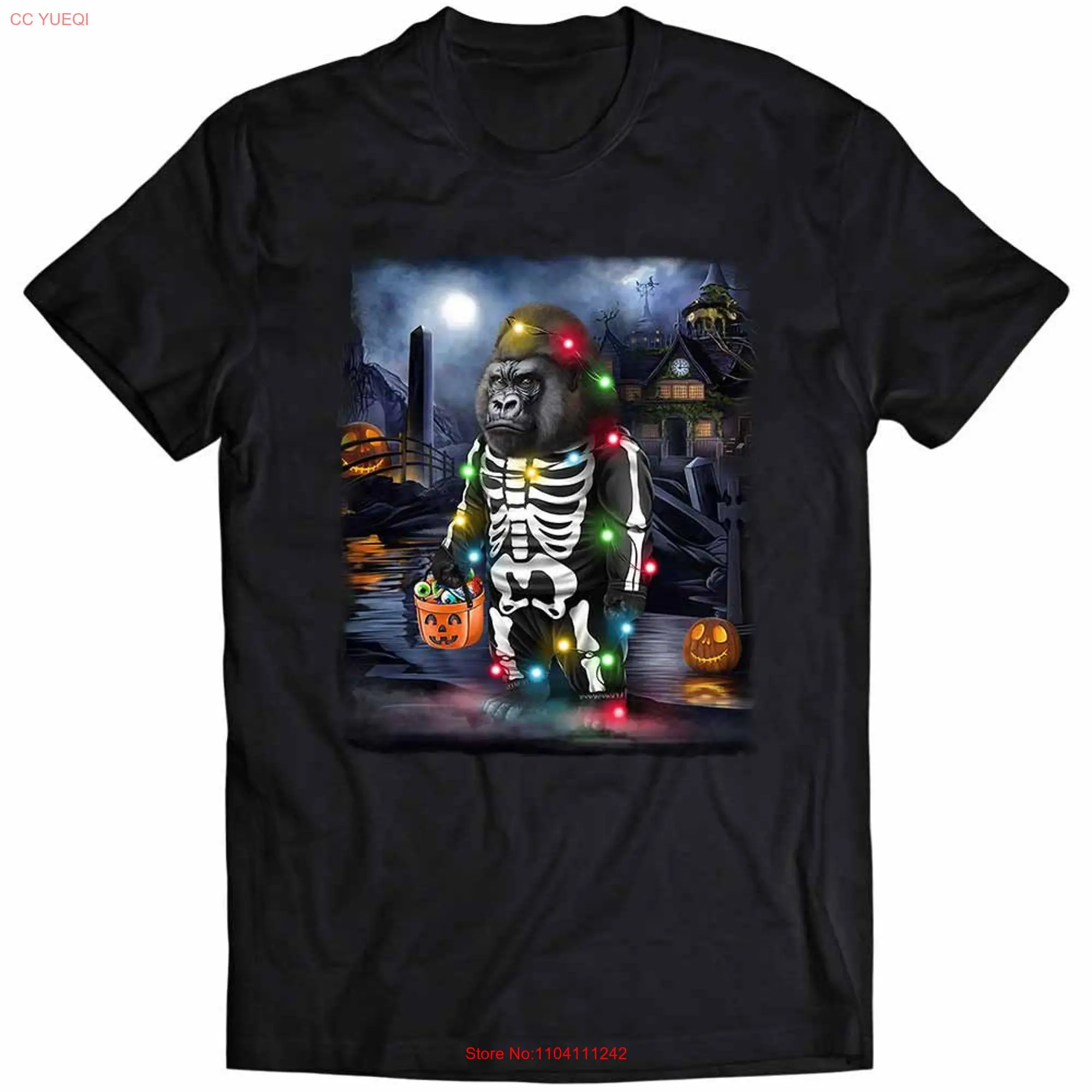 Gorilla Dress Up in Skeleton Costume for Halloween Party  Youth T Shirt PrintStarT long or short sleeves