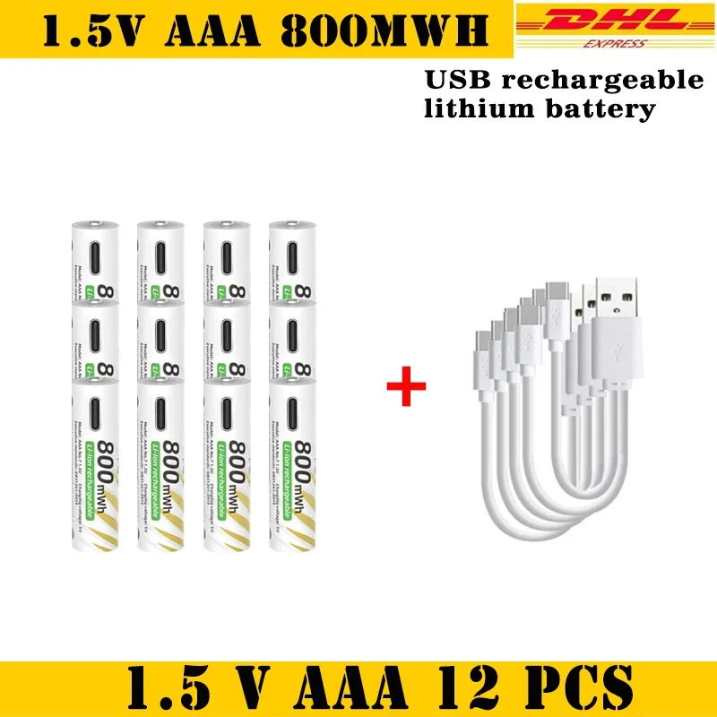 

New USB 1.5V AAA and AA Rechargeable Lithium ion Batteries 1.5V 3400mWh aa Li-ion Batteries+800mWh 1.5V aaa Li-ion Battery