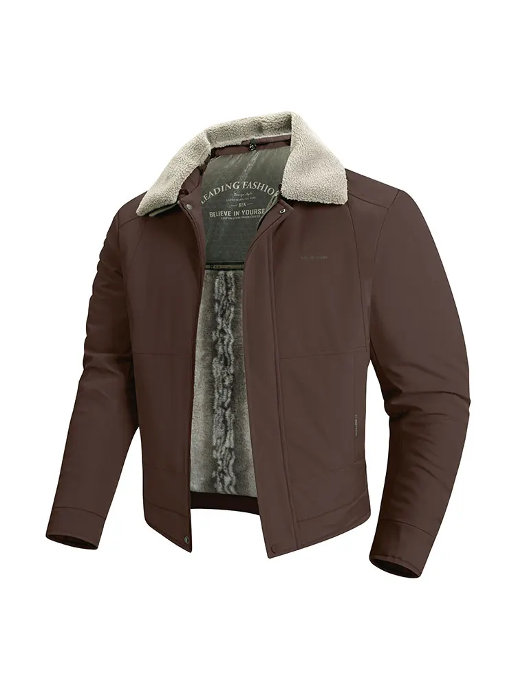 Winter Thick Warm Cotton Jacket Men Business Casual Faux Fur Lapel Collar Fashion Comfort For Elderly Fathers Daily Casual