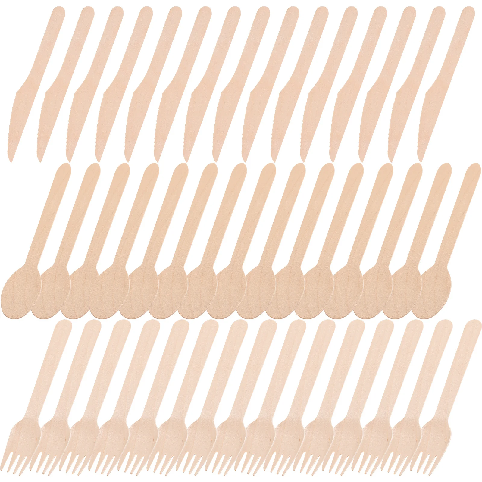 

300 Pcs Serving Spoons Silverware Forks Cutlery Utensils Wooden Untensils Tableware