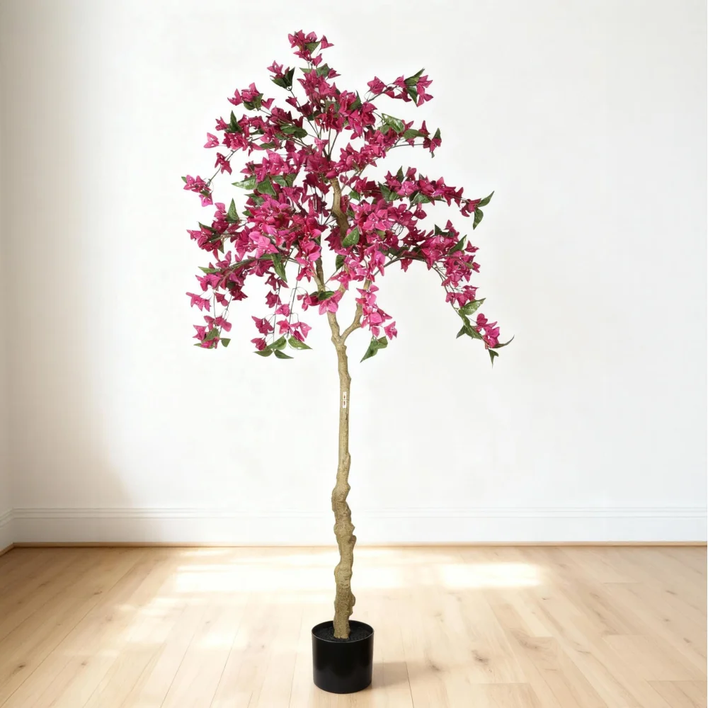 

6FT Artificial Bougainvillea Tree with Black Pot: Realistic Flowering, Indoor Decor (1pc/set)