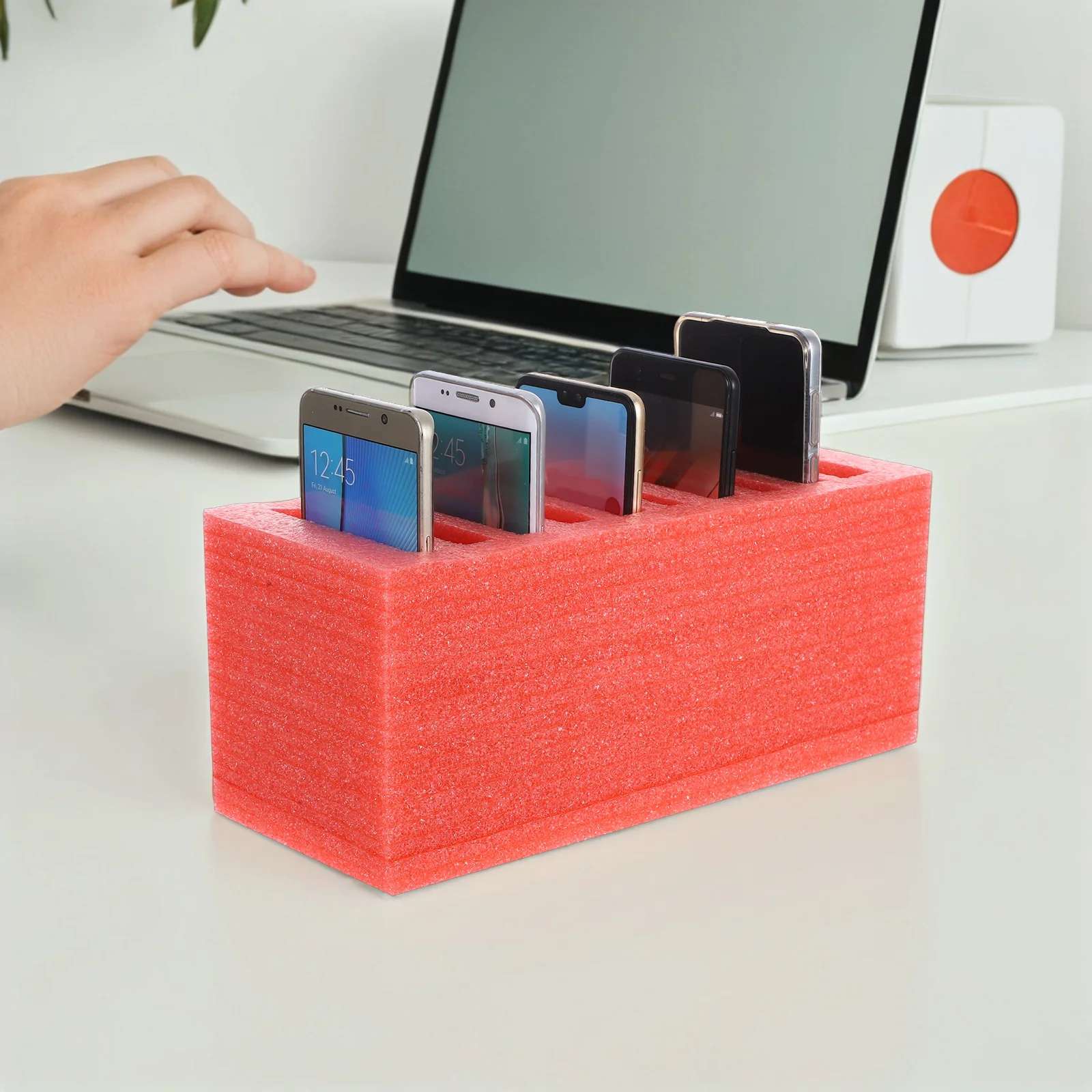 صندوق منظم للهاتف من الفوم مكون من 10 شبكات لتخزين مكتب الفصل الدراسي مع مقصورات متعددة بدون تركيب مثقاب لسطح المكتب المحمول #5