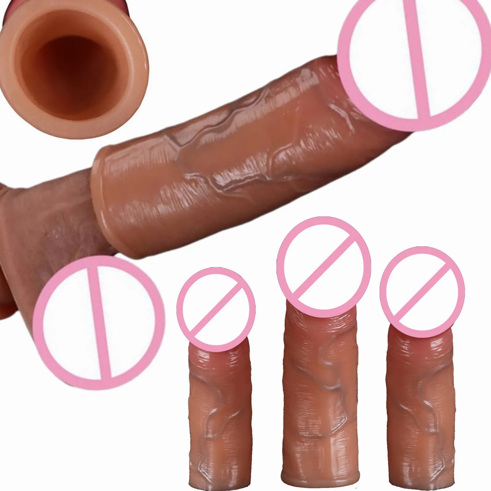 Reusable Silicone Condom Enlargement Penis Sleeve Extender Enhancer Penis Cocks Cover BDSM 18+ Adult Sex Toys For Men cock rings