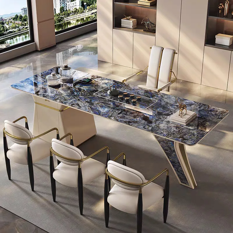 Villa home study boss office computer desk high-end large slab rock slab