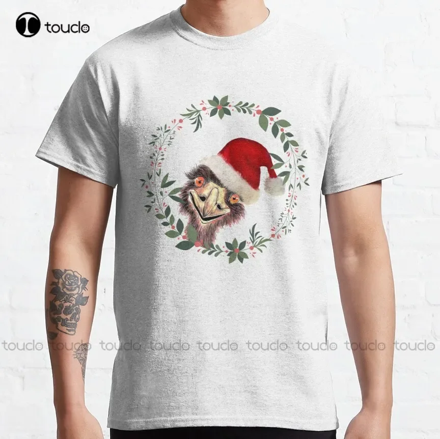 

Santa'S Emu A Aussie, рождественская классическая футболка, футболки для мужчин, модные забавные футболки унисекс для взрослых и подростков, новинка Xs-5Xl