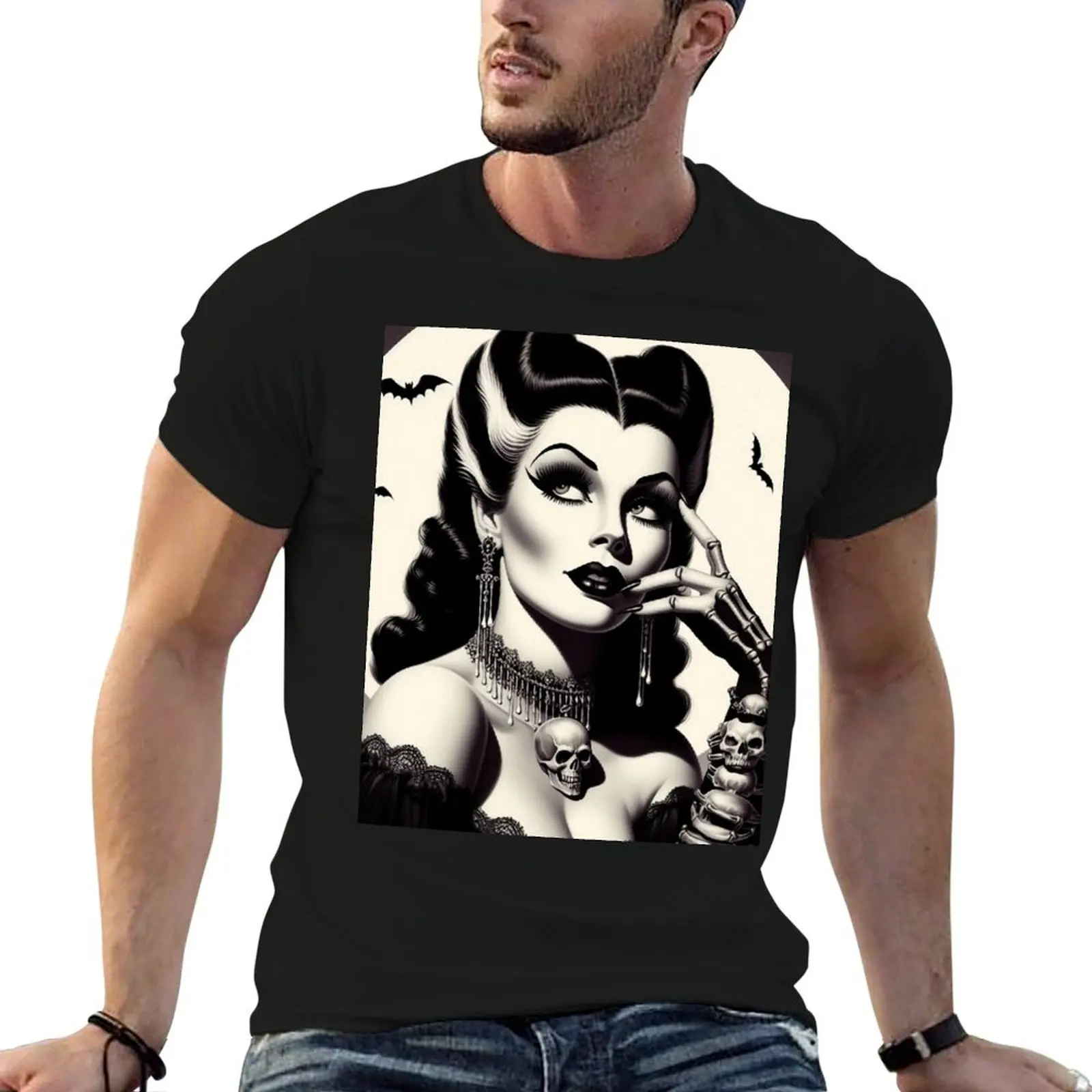 Retro Goth Woman T-Shirt graphic tee shirt Aesthetic clothing sublime plus size clothes black t-shirts for men