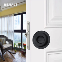 Round Black Sliding Door Sliding Door Lock Bathroom Kitchen Keyless Sliding Door Embedded Hidden Hook Lock Invisible Lock