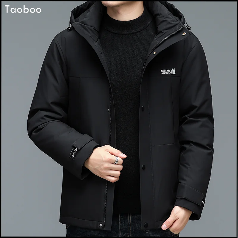 2024 New Safari Style Men\'s down jacket Winter Loose Hooded Fashion Casual Brand White Duck Down Coats Solid Warm Men\'s Clothing