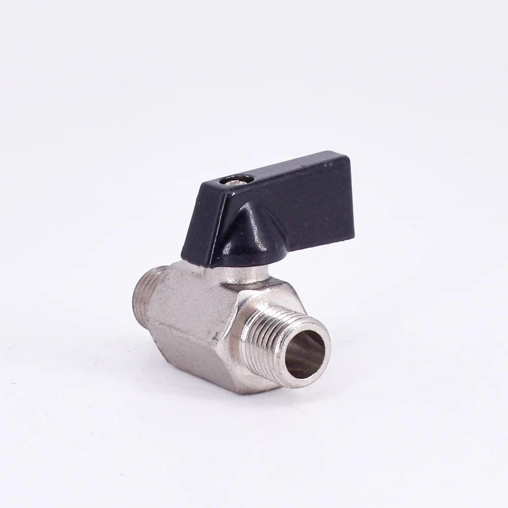 

Micro Pneumatic Valve Accessories 1/4" 3/8" 1/2" BSPP Male To Male Nickel Plated Brass Ball Valve Water Gas Oil Port