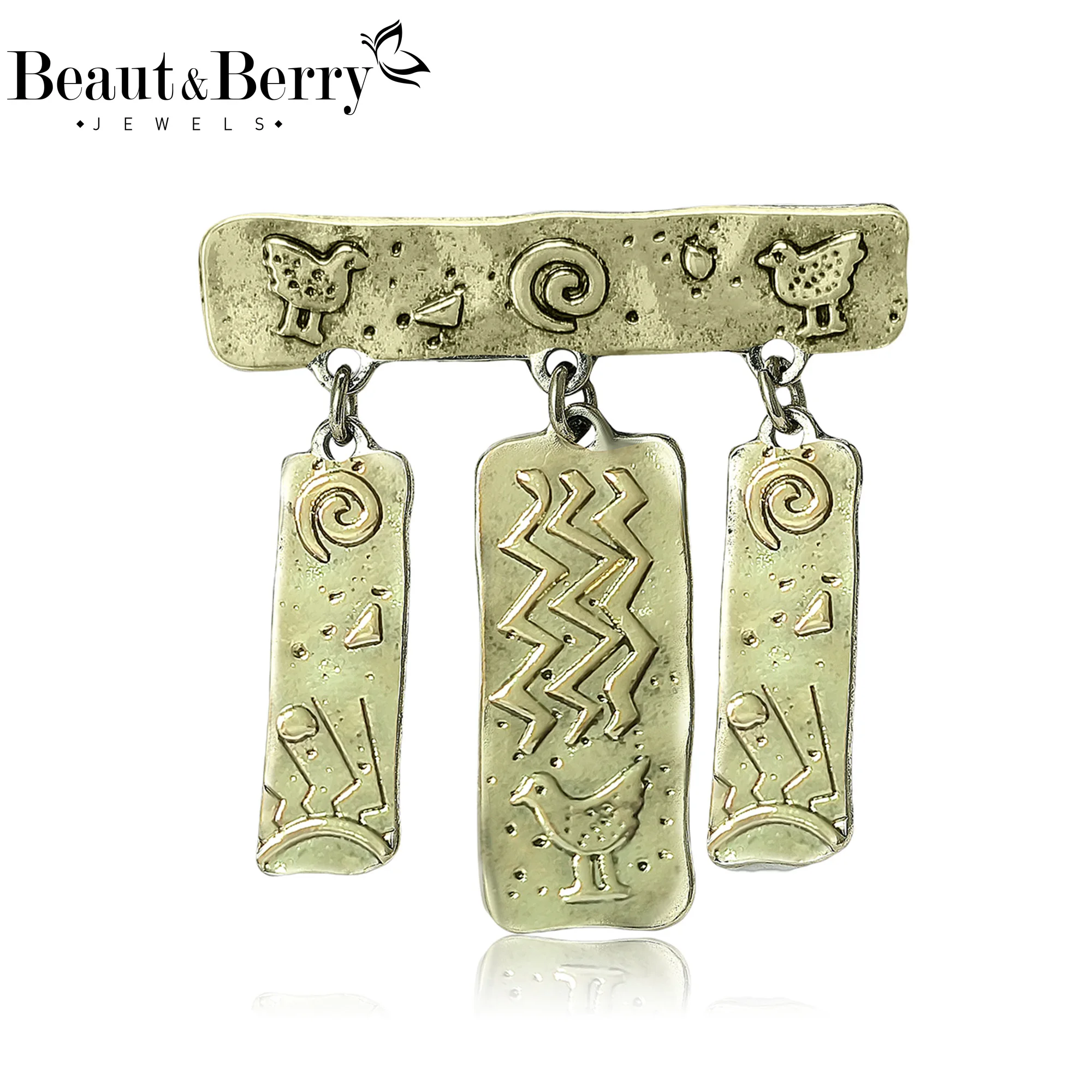 

Beaut&Berry Trendy Indigenous Totem-Inspired Tag Brooches for Women Unisex Creative Pins Casual Party Jewelry Accessories Gifts