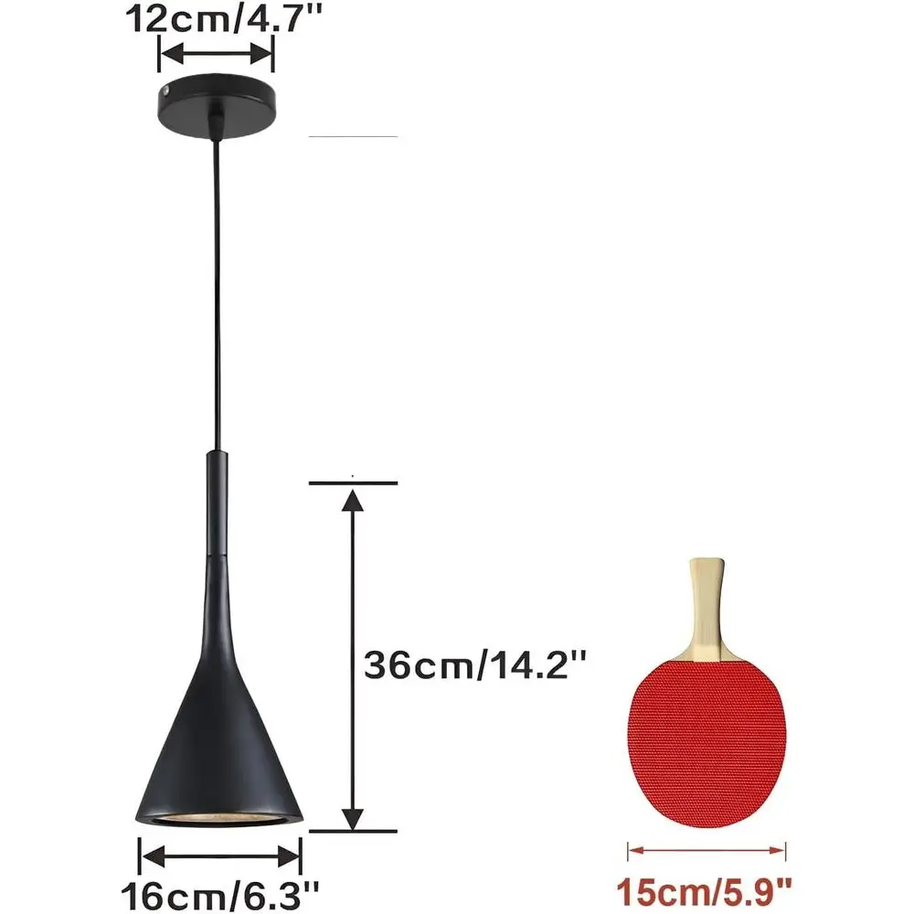 3 Pack Small armhouse Black Cone Kitchen Pendant Lights Over Island | Adjustable Hanging Cord, Mini E26 Century ern Industrial H