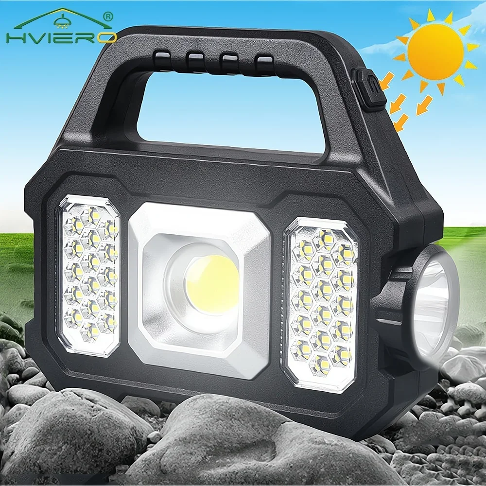 

Multifunctional Flashlight Outdoor Waterproof Solar Rechargeable Searchlight Treasure Strong Cob Hand Lamp Carrying Night Riding