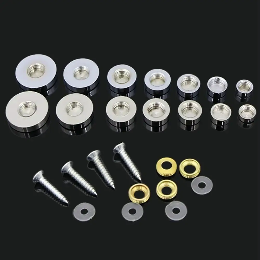 4set Copper Screws Decorative Cap Silver Multiple Sizes Decoration Screw Covers Mirror Fixing Nails Advertising Board