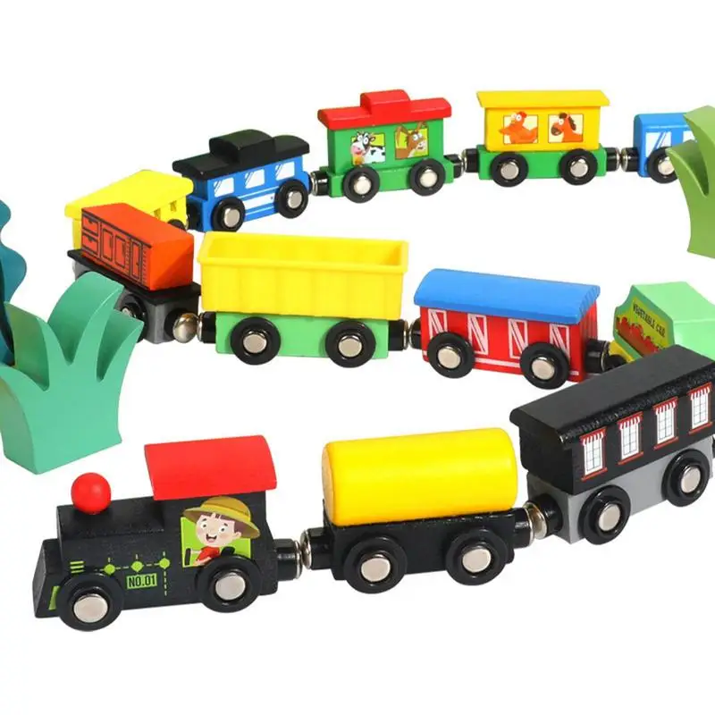 Giocattoli del treno Set di treni magnetici in legno Giocattoli educativi Montessori per bambini Numero del treno del bambino Accessori per giocattoli di apprendimento in legno