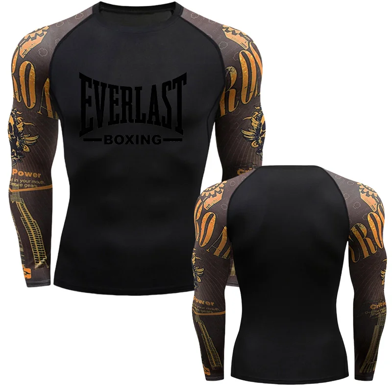 EVERLAST BOXING New Men's Running Compression T-Shirt Short Sleeve Gym Workout Shirts Jogging Sportswear Sweatshirts Printed view 5